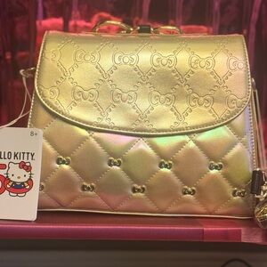 Loungefly Hello Kitty Gold 50th Anniversary Metallic Gold Crossbody Bag